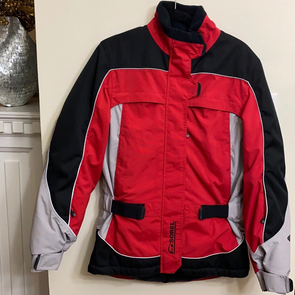 COPY - COPY - Sorel red black color block ski jacket